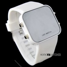 White Rubber Boys Girls Mens Ladies Unisex Led Digital Wrist Gift Watches
