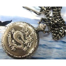 White Silver Dragon Pocket Watch