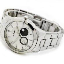 Wilon Two Sub Dial White Dial Silver Band Mens Stainless Steel Wrist Watch