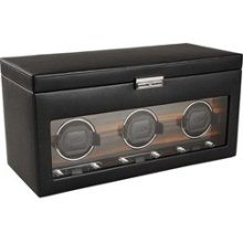 Wolf Designs Roadster 2.7 Triple Winder and Storage Watchwinder - Black 457356 Sale