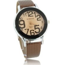 WOMAGE 9284-1 Unique Design Leather Band Quartz Wrist Watch