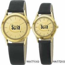 Women`s Gold Dial Round Face Watch