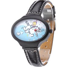 Women's Cat and Bird Style PU Analog Quartz Wrist Watch (Black)