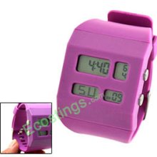 Women's Digital Sports Alarm Wrist Watch Stopwatch Purple