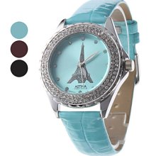 Women's Eiffel Tower PU Analog Quartz Wrist Watch (Assorted Colors)