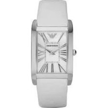 Women's Emporio Armani Ar2046 Watch With White Leather Band