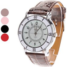 Women's Fashion PU Analog Quartz Wrist Watch (Assorted Colors)