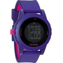 Women's Genie Purple Plastic Resin Case Digital Quartz Purple Rubber Strap Stopw