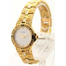 Womens Pulsar Steel Goldtone Crystal Watch PTA368