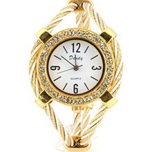 Women's Quartz Wrist Watch with Diamond Decoration (Golden)