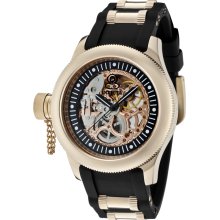 Women's Russian Diver Mechanical Black Polyurethane & 18K Rose Gold Plated SS