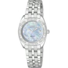 Womens Stainless Steel Palidoro Eco-Drive Diamonds Mother Of Pearl Dial - Watch
