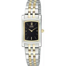 Women's Two Tone Stainless Steel Stiletto Bracelet Black Dial