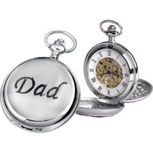 Woodford Skeleton Pocket Watch, 1904/Sk, Men's Chrome-Finished Dad Pattern With Chain (Suitable For Engraving)