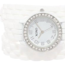 Xoxo Watch Women's Watch Xo5617 White Rubber Double Wrap Rhinestone Bezel Watch