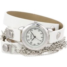Xoxo Watch Women's Watch Xo5622 White Band With Chains Accent Double Wrap Watch