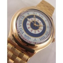 Ygg102c Swatch 1995 Sangue Blu Flex Irony Big Classic Gold