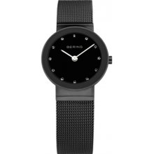 10126-077 Bering Time Ladies Black Mesh Watch