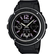 2012 Casio Baby-g Analog Digital Bga-150 Bga-150-1bdr Black World Time Alarm