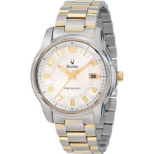 $399 New BULOVA Precisionist Mens Round Quartz Watch Steel Two-Tone Bracelet