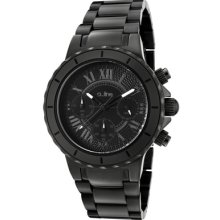 a_line Watches Women's Marina Chronograph Black Textured Dial Black Io