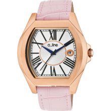a_line Watches Women's Adore Silver Dial Pink Genuine Leather Pink Gen