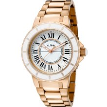 a_line Watches Women's Marina White Dial Rose Gold Tone Ion Plated SS