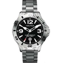 A14544G Nautica Mens BFD 101 Black Silver Watch
