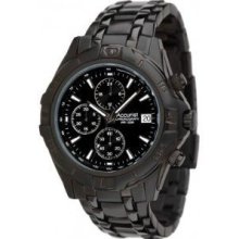 Accurist Gents Chronograph Calendar Black Bracelet Watch Mb837b