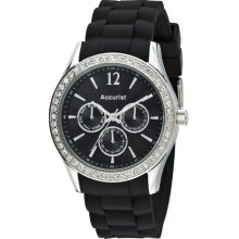 Accurist Women's Quartz Watch With Black Dial Analogue Display And Black Silicone Strap Ls432b