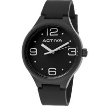 Activa Watches Women's Black Dial Black Polyurethane Black Polyuretha