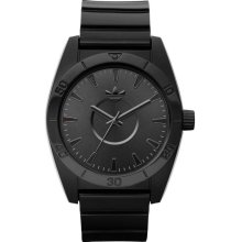Adidas Mens Originals Santiago Analog Plastic Watch - Black Rubber Strap - Black Dial - ADH2774