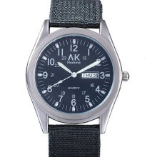 Ak-homme Military Black 12/24hrs Date&week Nightvision Hands Mens Wrist Watch