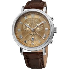 Akribos XXIV Men's Leather Strap Swiss Collection Chronograph Watch (Silver-tone)
