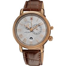 Akribos XXIV Men's Leather Strap Swiss Collection Multifunction Watch (Rose-tone)