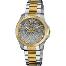 Akribos XXIV Men's Stainless Steel Crystal Pave Bracelet Watch (Two-tone)