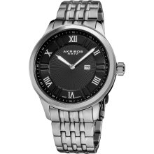 Akribos XXIV Men's Swiss Collection Date Stainless Steel Bracelet Watch (Black)