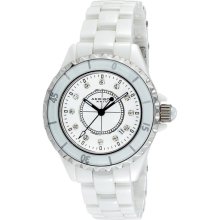 Akribos XXIV Women's Allura White All Ceramic Genuine Crystals Sapphir