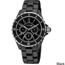 Akribos XXIV Women's Ceramic Multifunction Bracelet Watch (Black)