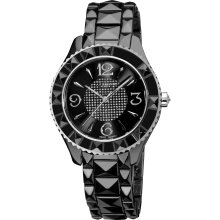 Akribos XXIV Women's Ceramic Pyramid Cutting Quartz Watch (Black)