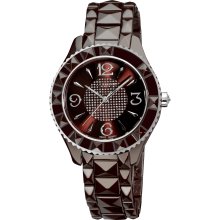 Akribos XXIV Women's Ceramic Pyramid Cutting Quartz Watch (Brown)