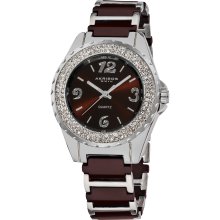 Akribos XXIV Women's Quartz Crystal Ceramic Bracelet Watch (Brown)