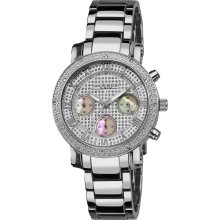 Akribos XXIV Women's Stainless Steel Diamond Chronograph Bracelet Watch (Silver-tone)