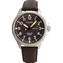 ALBA Active Mens Brown Leather Strap Quartz Watch AJ6083X1