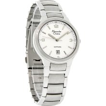 Alexandre Christie Sapphire Mens White Dial Swiss Quartz Dress Watch A8042mss15