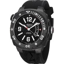 Alpina Men's 'Extreme Diver' Black Dial Black Rubber Strap Watch