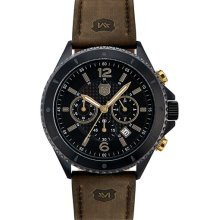 Andrew Marc Watches 'Club Cadet' Chronograph Watch Brown/ Black