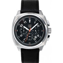 Andrew Marc Watches 'Heritage Bomber' Leather Strap Watch Black