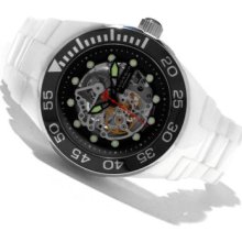 Android Men's Hercules Automatic Skeletonized Dial Ceramic Bracelet Watch WHITE