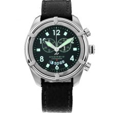 Android Mens Naval-2 Chronograph Stainless Watch - Black Leather Strap - Black Dial - AD466BK